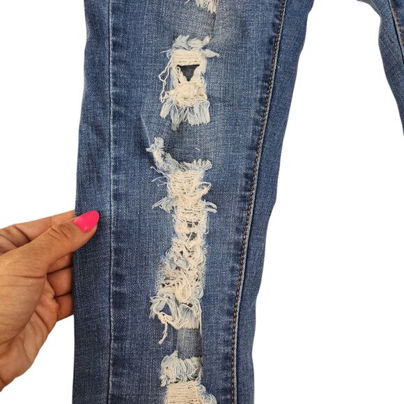 Fashion Nova Jeans Womens 26 1 Ripped Destroyed Skinny Mid Rise Medium Wash - Picture 6 of 12